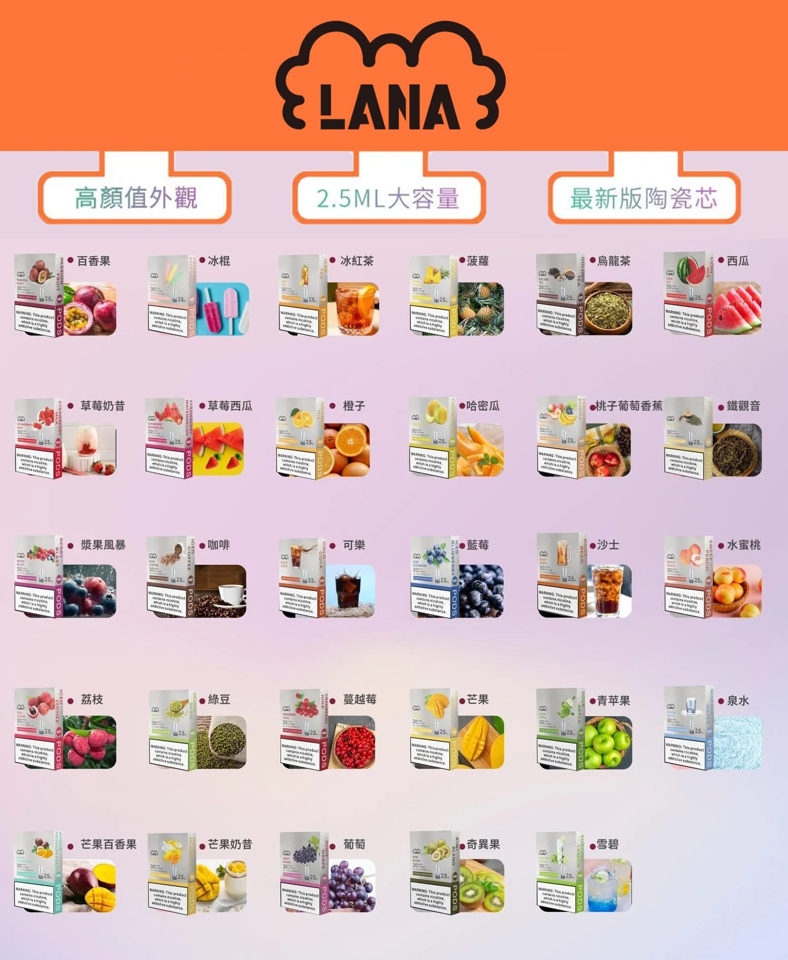 LANA拉娜煙彈 官方正品 全口味系列主視覺