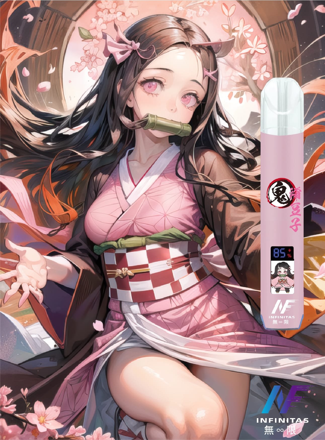 INF鬼滅之刃聯名款一代主機 Type-C 充電與指示燈